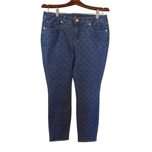 NWT G.I.L.I. Dark Blue Polka Dot Straight-Leg Ankle Jeans Size 12